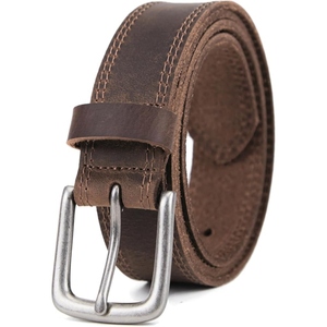 Cinturón de Cuero Genuino para Hombre, Correa Clásica de Piel de Vaca Marrón con Hebilla de Metal Resistente, para Uso Formal e Informal - Product Image 1