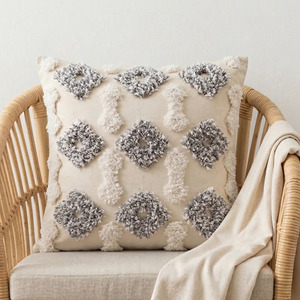Geometric Rustic Tufted Woven Pillow Cover 45x45 Personalized Woven Diamond Design Tufted <b>Sofa</b> Chair <b>Bed</b> Decor Cushion Cover - Product Image 6
