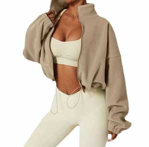 Blouson court d'hiver pour femme, à capuche, zippé, style Letterman, 100% Coton, Écologique, Respirant, Teint en pièce, Coupe ample, Tendance - Product Image 3