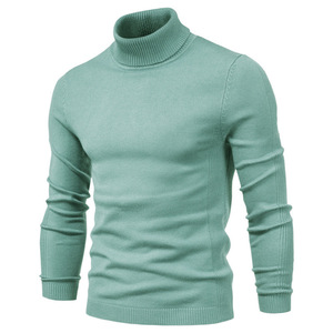 Autumn and Winter Men's Casual Pullover <b>Sweater</b> Solid Color Turtleneck Knit New Style - Product Image 4