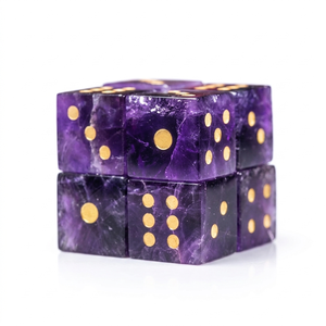 Dés en améthyste naturelle D6, en pierre précieuse, gravés, personnalisés - Product Image 5