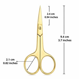 Ciseaux de toilettage en acier inoxydable - Ciseaux à sourcils - Ciseaux de manucure et de beauté courbés de petite taille pour femmes (doré) - Product Image 5