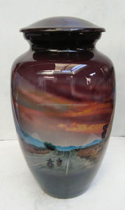 Vente en gros d'urnes funéraires uniques en aluminium pour adultes et cendres humaines design indien chic - Product Image 5