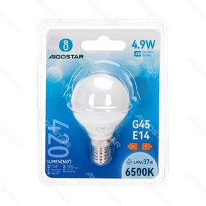 Bombilla LED Aigostar G45 E14 4.9W 6500K Blanco Frío para Actualización Retrofit - Product Image 1