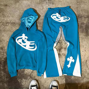 Conjunto Deportivo de 2 Piezas para Hombre, Sudadera con Capucha y Pantalones Acampanados, Forro Interior de Satén, Precio Económico, Venta al Por Mayor, Trajes con Cordón Ajustable - Product Image 1