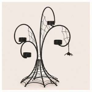Portavelas de Metal Negro Gótico con Diseño de Telaraña, Soporte para Velas de Té, para Centros de Mesa en Fiestas de Halloween y Decoración Espeluznante del Hogar, Venta al Por Mayor - Product Image 3