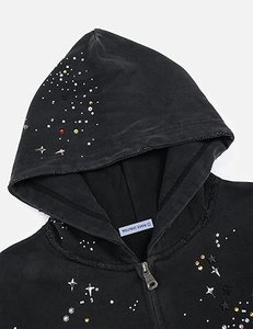 เสื้อฮู้ดดี้ประดับคริสตัลสั่งทำพิเศษสำหรับผู้ชาย แจ็คเก็ตฮู้ดดี้ลำลองแบบยูนิเซ็กส์ ทรงหลวม สไตล์ Y2K เสื้อฮู้ดดี้ซิปประดับคริสตัลแบบวินเทจ - Product Image 5