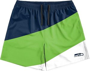 Seattle Seahawks Color Block Shorts Short de sport en polyester léger, coloris bleu marine, vert et blanc, élastique - Product Image 2
