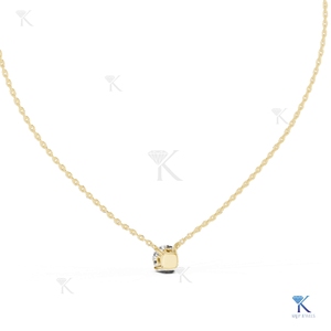 Lab Grown Diamond Solitaire Station Necklace 14K/18K <b>Solid</b> <b>Gold</b> Dainty Minimalist Flat Back <b>Pendant</b> Wedding Anniversary Everyday - Product Image 5