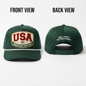 Gorra Trucker Premium de 280 GSM, Color Verde Bosque, 5 Paneles, Parche Tejido Personalizado, Visera con Bordado 3D, Cuerda Trenzada, Lona, Unisex - Product Image 1