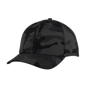 Wholesale Custom Embroidered Baseball <b>Cap</b> 6 Panel Curved Brim Laser Cut Holes Perforated Golf Hat Poly <b>Waterproof</b> Camouflage <b>Cap</b> - Product Image 1