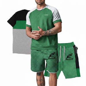 ชุดเซ็ตเสื้อยืดแขนสั้นและกางเกงขาสั้นพิมพ์ลายแห้งเร็วสำหรับผู้ชายคอลเลคชั่นฤดูร้อนใหม่ 2 ชิ้น ราคาขายส่ง - Product Image 1