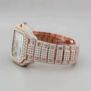 Nouvelle montre-bracelet de luxe personnalisée attrayante et élégante VVSMoissanite avec diamants ronds, style hip-hop, en acier inoxydable pour hommes, en provenance d'Inde - Product Image 2