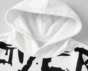 Sudadera con Capucha Oversize para Hombre, Blanca con Estampado de Letras, Estilo Urbano, Tejido de Algodón, Corte Regular, Ropa Casual de Otoño - Product Image 2