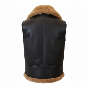 Débardeur décontracté en laine peignée de haute qualité pour homme, coupe ample, col en V personnalisé, boutons, anti-boulochage, en cuir véritable imperméable - Product Image 2