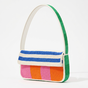 Handmade Striped Beaded <b>Shoulder</b> <b>Bag</b> <b>Women</b> Colourblock Flap Evening Clutch Chic Novelty Underarm Handbag Purse - Product Image 1