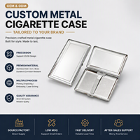 Étui à cigarettes personnalisé en métal fin argenté effet miroir, avec couvercle rabattable en acier inoxydable, gravure de logo OEM/ODM, faible MOQ