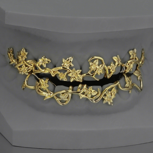 Juego de Grillz de Oro Amarillo de 14K con Diseño de Hiedra |   Grillz Dentales Personalizados con Diseño de Hojas Inspiradas en la Naturaleza - Product Image 1