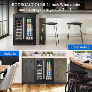 Réfrigérateur à vin et boissons, modèle autoportant. Réfrigérateur à vin double zone en acier inoxydable, à encastrer sous le comptoir, refroidisseur de boissons pour bière, soda - Product Image 4