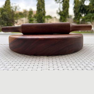 Smart Art Wood Carving Latest Design Acacia Wood <b>Rolling</b> <b>Pin</b> and <b>Rolling</b> Board Round Shape Chakla Belan For Kitchen Accessories - Product Image 3