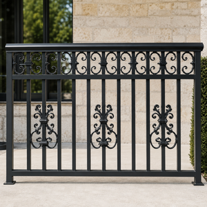 Barandilla Decorativa de Hierro Forjado Negro con Adornos Florales, Barandilla Metálica para Balcón, Terraza, Valla, Panel de Seguridad Exterior - Product Image 2