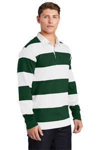 Camiseta de polo de rugby 100% algodón con logotipo personalizado de Nesta Sports, camiseta de polo clásica de manga larga para hombre con rayas verdes y blancas - Product Image 5