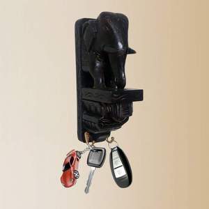 Porta Llaves de Madera de Mango con Diseño de Elefante Hecho a Mano – Organizador de Pared de Madera de Mango para Entrada y Sala de Estar - Product Image 5