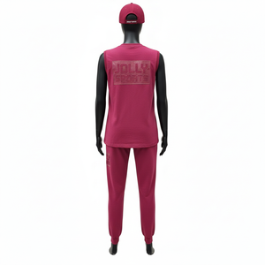 ชุดออกกำลังกายแขนกุดสองชิ้นสำหรับผู้หญิง ผ้าคอตตอนเจอร์ซีย์พรีเมียม 180 GSM ผิวสัมผัสนุ่ม โลโก้แบบรีดร้อน ชุดสำหรับผู้หญิง - Product Image 2
