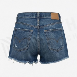 Shorts de Mezclilla de Cintura Alta para Mujer, Casuales, con Bolsillos Laterales, Talla Grande, Pierna Ancha, Color Personalizado, Ropa Urbana de Verano - Product Image 2