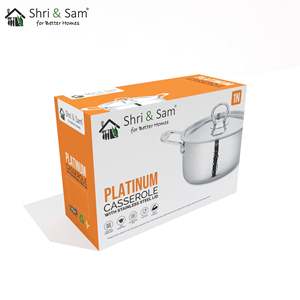 Casserole en acier inoxydable martelé lourd avec couvercle en acier inoxydable platine - Product Image 3