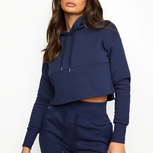 <b>Women</b> Winter Casual Cropped Hoodies High Quality Custom Made Quick Dry Breathable Windproof Solid <b>Pattern</b> Wholesale - Product Image 5