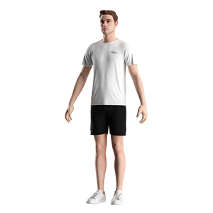 Camiseta Deportiva Larga para Hombre, de Algodón/Fibra de Bambú, 260g, Impresión Digital, Diseño en Blanco, Ecológica - Product Image 2