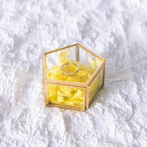 Caja de almacenamiento de anillo de latón y vidrio de diseño clásico de calidad superior Caja de joyería y colgante con forma hexagonal a precios atractivos - Product Image 1