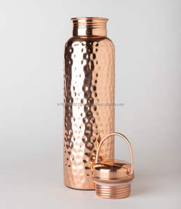Wholesale Hot Selling Customized Copper Water Bottle 500-600 ML Eco-Friendly Camping Hammered Design with <b>Lid</b> - Product Image 5