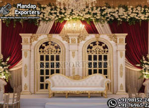 Marcos de madera de lujo para decoración de escenarios de bodas, elegantes marcos de fondo de madera blanca y dorada, paneles de madera maciza para eventos en EE. UU. - Product Image 2