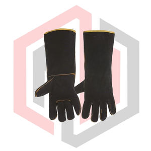 Gants de soudage noirs en cuir de vachette de haute qualité, confortables, protection du devant du bras, manchette de sécurité, antistatiques, résistants aux déchirures - Product Image 3