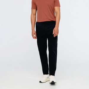 <b>Men</b> Black Straight Fit Casual <b>Trousers</b> <b>Elastic</b> Waist Breathable Spandex Cotton Knitted Side Pockets Spring Wear - Product Image 1