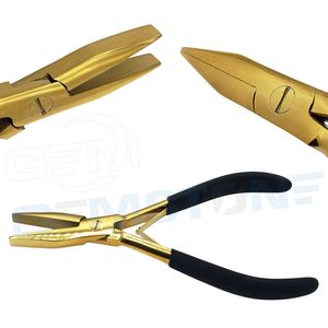 Pince à extensions capillaires professionnelle en acier inoxydable de 7 pouces, surface plate, finition dorée, poignée noire, durable, réutilisable, pour retrait et ajustement - Product Image 3