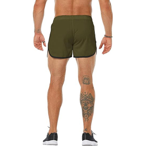 Pantalones Cortos Deportivos de Secado Rápido Color Verde Oliva para Hombre, con Bolsillo con Cierre, Cintura Elástica con Cordón, Pantalones Cortos Deportivos Casuales - Product Image 5