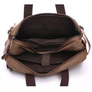Canvas Briefcase Mens Vintage Multi Pocket Laptop <b>Bag</b> Durable Heavy Duty Canvas & Leather Trim Business Travel <b>Work</b> <b>Bag</b> - Product Image 5