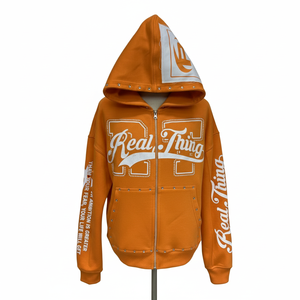 Sweat-shirt unisexe orange avec logo imprimé, coupe classique, en coton French Terry, style streetwear décontracté, disponible en plusieurs couleurs - Product Image 1