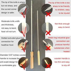 10pcs 16IN Premium Stainless Steel Kabob Skewers with Wooden Handles Insulated Reusable <b>BBQ</b> Tools - Product Image 2
