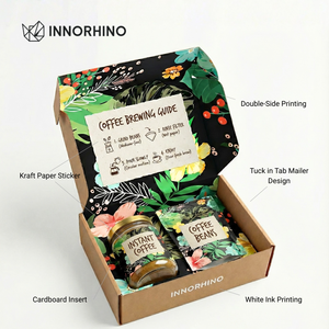 Boîte d'expédition en carton ondulé écologique personnalisée avec insert |   Emballage en kraft imprimé recto verso pour les abonnements à café et à soins de la peau - Product Image 2