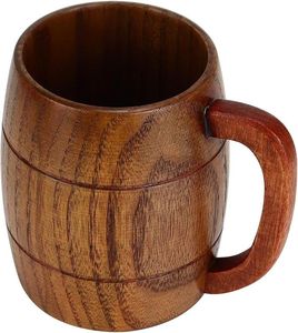 Handmade Wooden Mug Round Shape With Handle Natural Wood Retro Design <b>Tea</b> Coffee <b>Cup</b> for Home Party Camping - Product Image 5