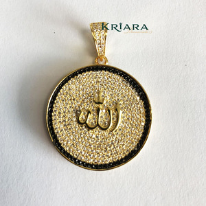 จี้พระอัลเลาะห์ทรงกลมประดับเพชรโมอิสซาไนต์ทรงบริลเลียนท์ ชุบทอง 18K เงินแท้ 925 เครื่องประดับฮิปฮอปสำหรับทุกเพศ - Product Image 3