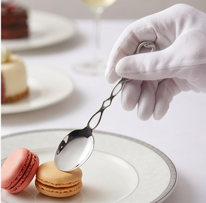 Juego de cucharas de acero inoxidable para postre con cadena plateada efecto espejo, aptas para lavavajillas, ideales para regalo, hoteles y restaurantes. - Product Image 5