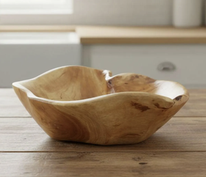 Bols en bois de couleur naturelle, texture de bol en bois embossé, bols en bois recouverts de résine, vaisselle en bois, bols naturels en bois - Product Image 3