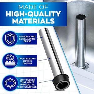 Siphon de vidange en métal pour évier, tube de vidange pour salle de bain et cuisine, bouchon anti-débordement pour évacuation d'évier - Product Image 2