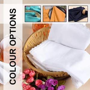 Serviettes en coton à bords surjetés, faites à la main, style moderne, en tissu uni, pour la décoration de table de dîner et de fêtes. - Product Image 3