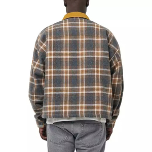Custom Bulk <b>Mens</b> High Quality Brushed Cotton Plaid Hooded <b>Flannel</b> Streetwear <b>Jacket</b> - Product Image 5